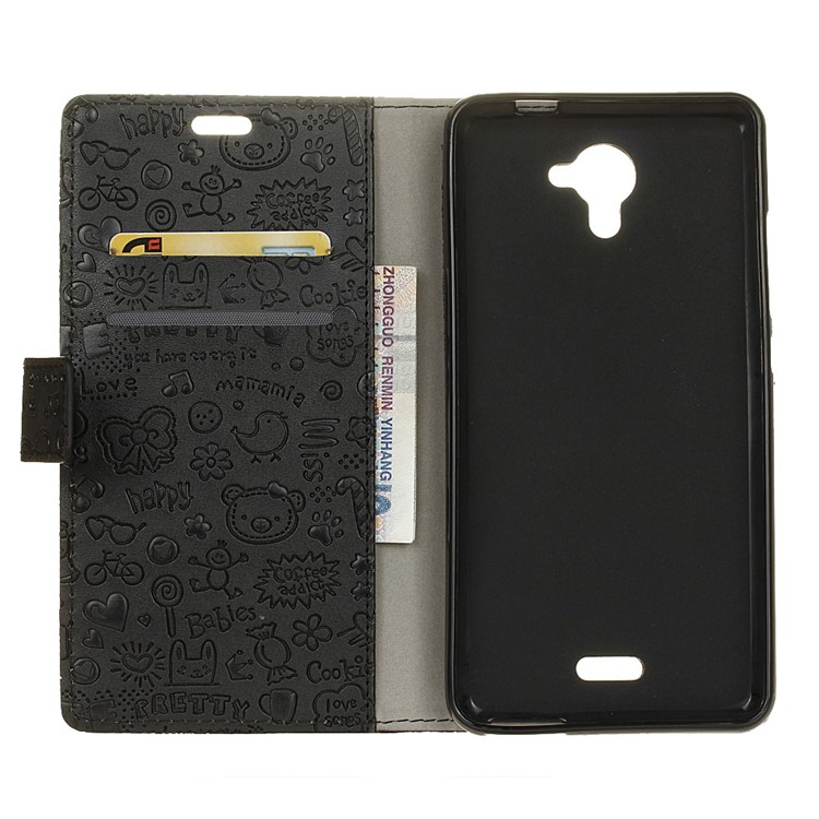 Cartoon Graffiti Wallet Leather Case for Wiko U Feel Fab - Black-3