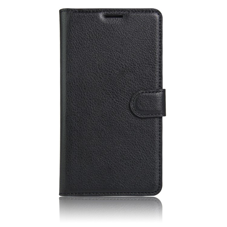 Lychee Skin Wallet Leather Stand Case for Wiko U Feel Fab - Black-2