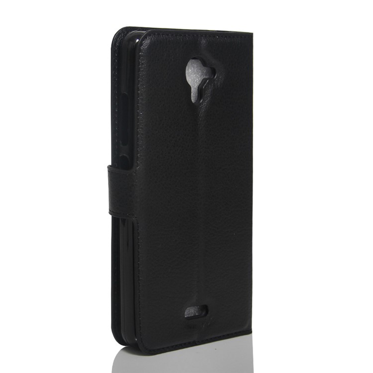 Lychee Skin Wallet Leather Stand Case for Wiko U Feel Fab - Black-3