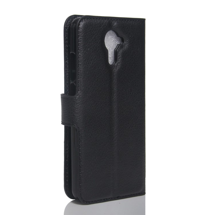 Litchi Skin Leather Wallet Case for Wiko U Feel Prime - Black-3