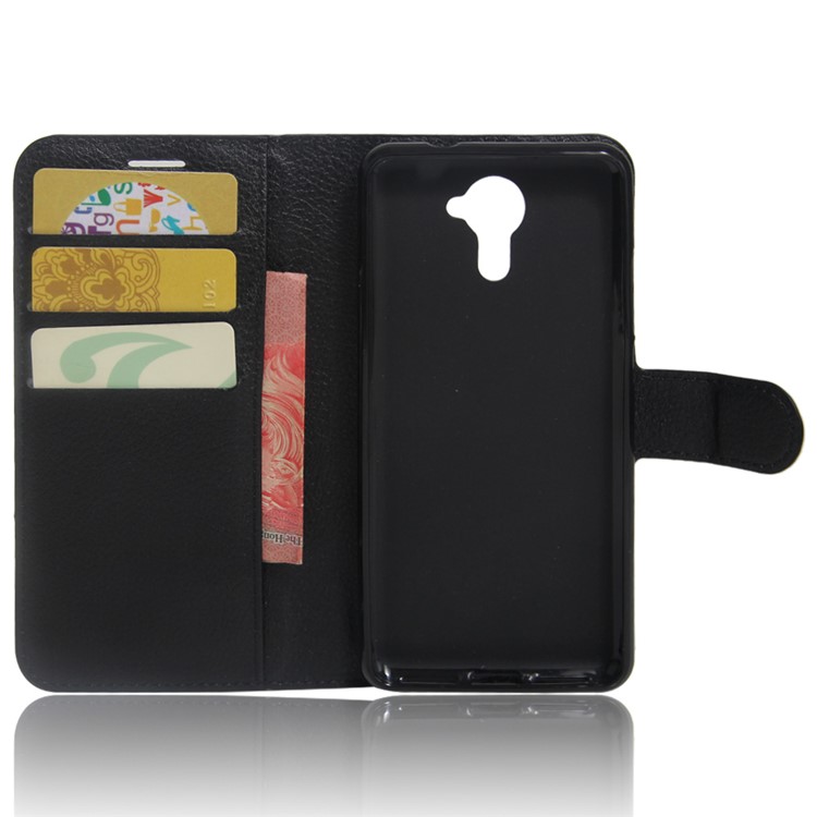 Litchi Skin Leather Wallet Case for Wiko U Feel Prime - Black-4