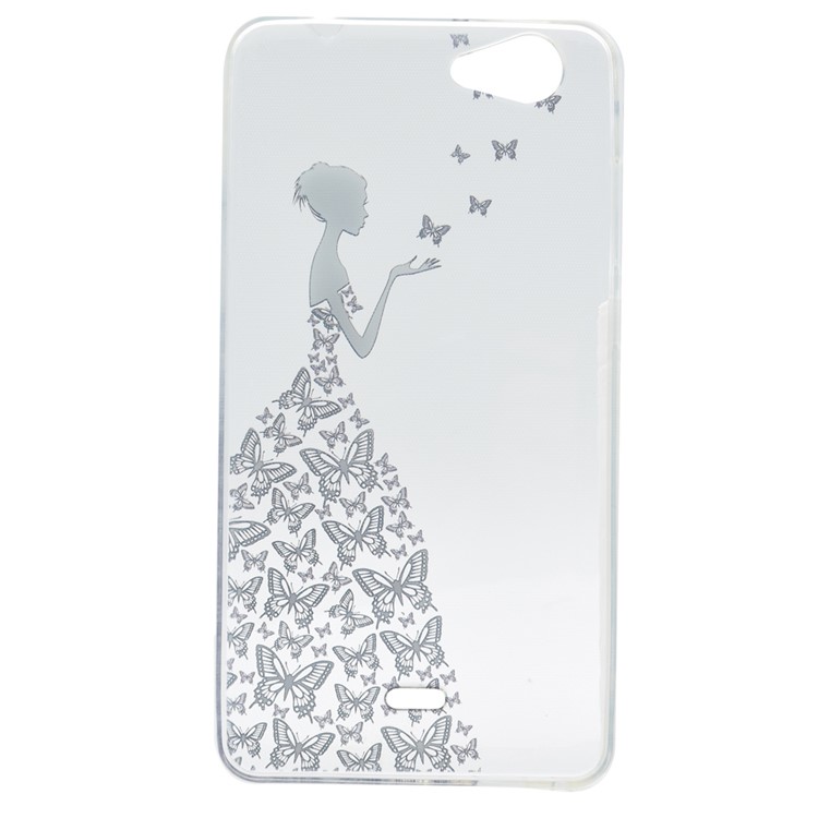 Pattern Printing TPU Case for Wiko Pulp Fab 4G - Butterfly Girl-2