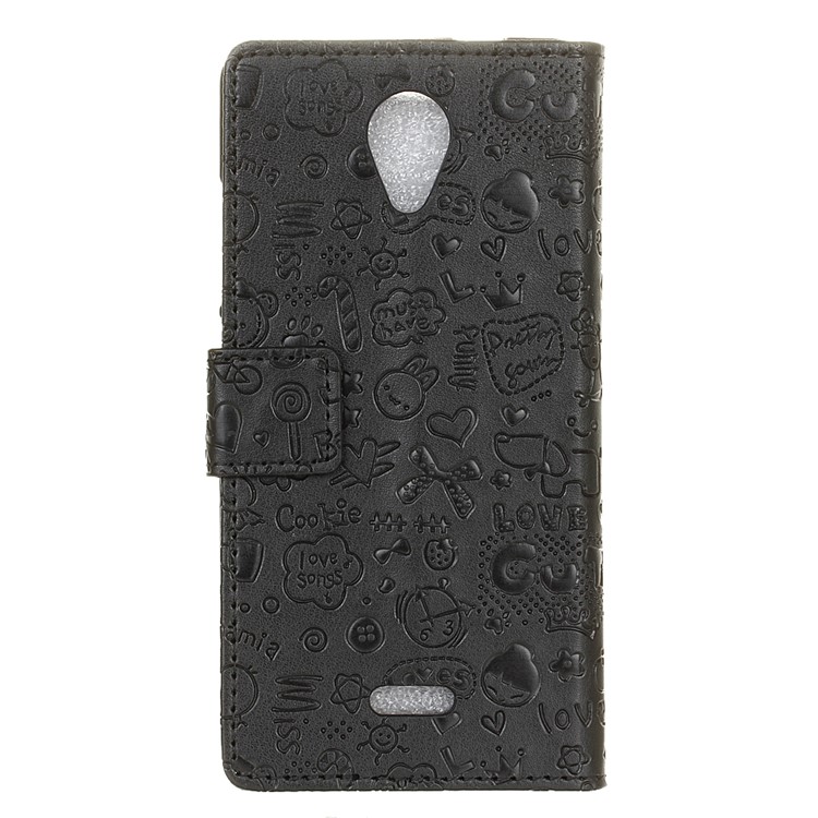 Cartoon Graffiti Leather Wallet Mobile Cover for Wiko Freddy - Black-2