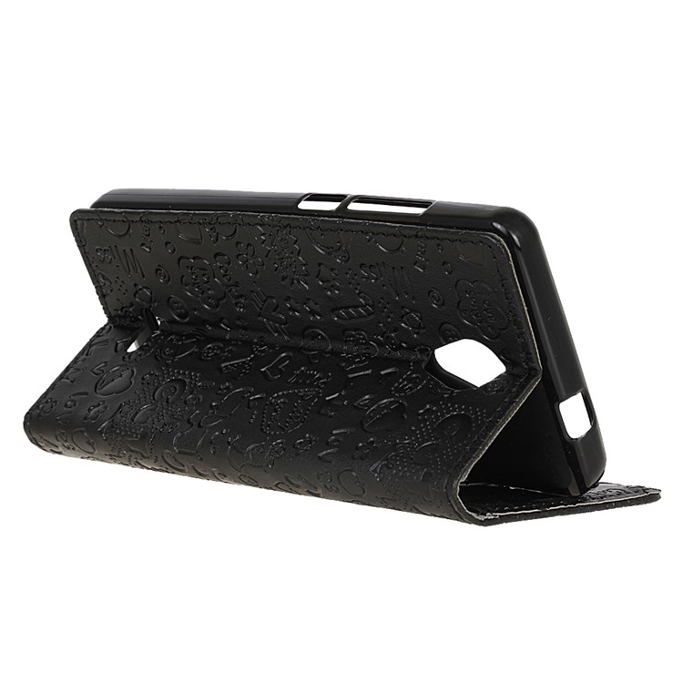 Cartoon Graffiti Leather Wallet Mobile Cover for Wiko Freddy - Black-5
