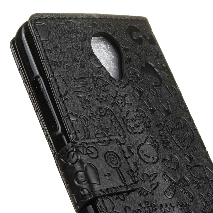 Cartoon Graffiti Leather Wallet Mobile Cover for Wiko Freddy - Black-7