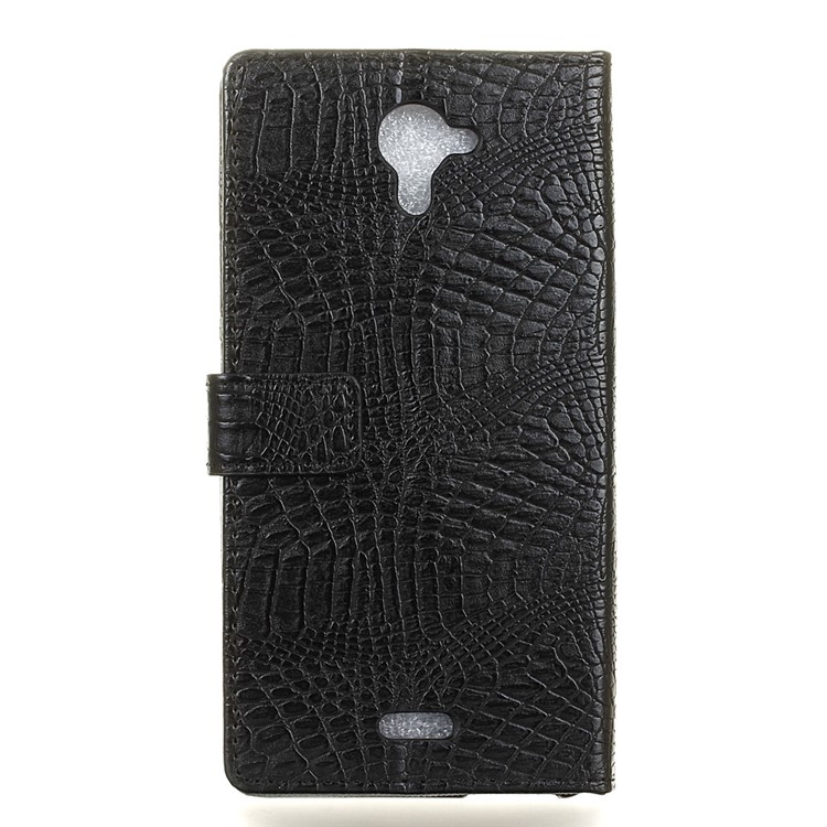 Crocodile Wallet Stand Leather Phone Case for Wiko U Feel Fab - Black-2