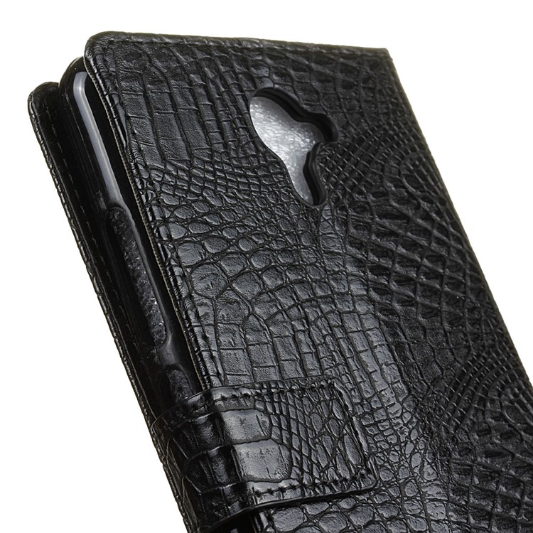 Crocodile Wallet Stand Leather Phone Case for Wiko U Feel Fab - Black-3