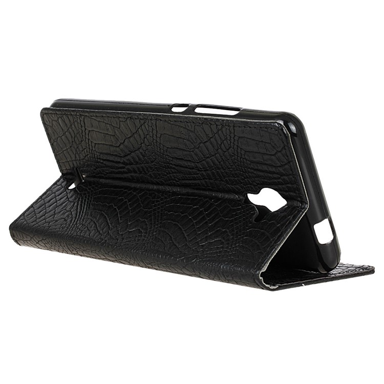 Crocodile Wallet Stand Leather Phone Case for Wiko U Feel Fab - Black-6