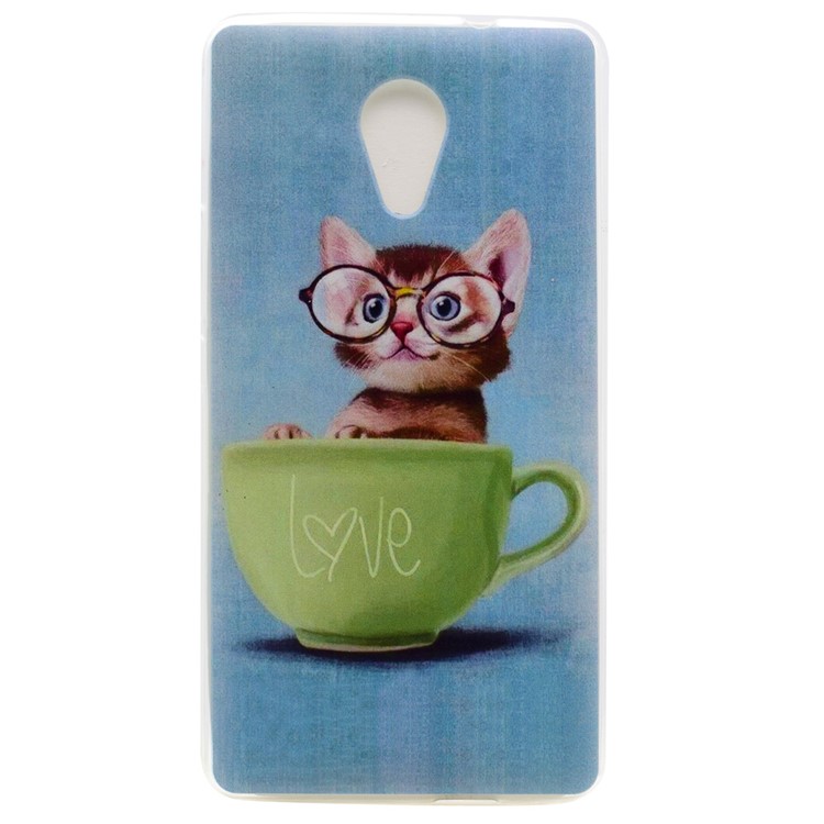 Pattern Printing TPU Case for Wiko Robby - Adorable Cat in Glasses-1