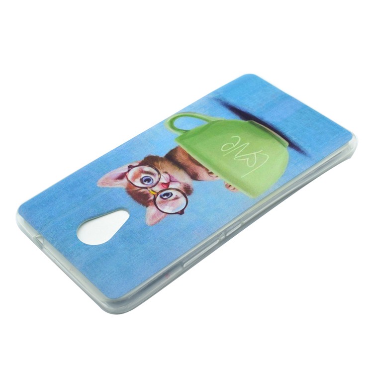 Pattern Printing TPU Case for Wiko Robby - Adorable Cat in Glasses-3