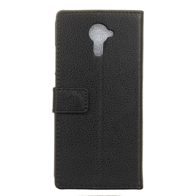 Lychee Skin Leather Wallet Stand Case for Wiko U Feel Prime - Black-2