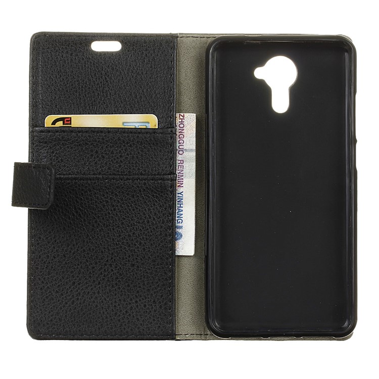 Lychee Skin Leather Wallet Stand Case for Wiko U Feel Prime - Black-4