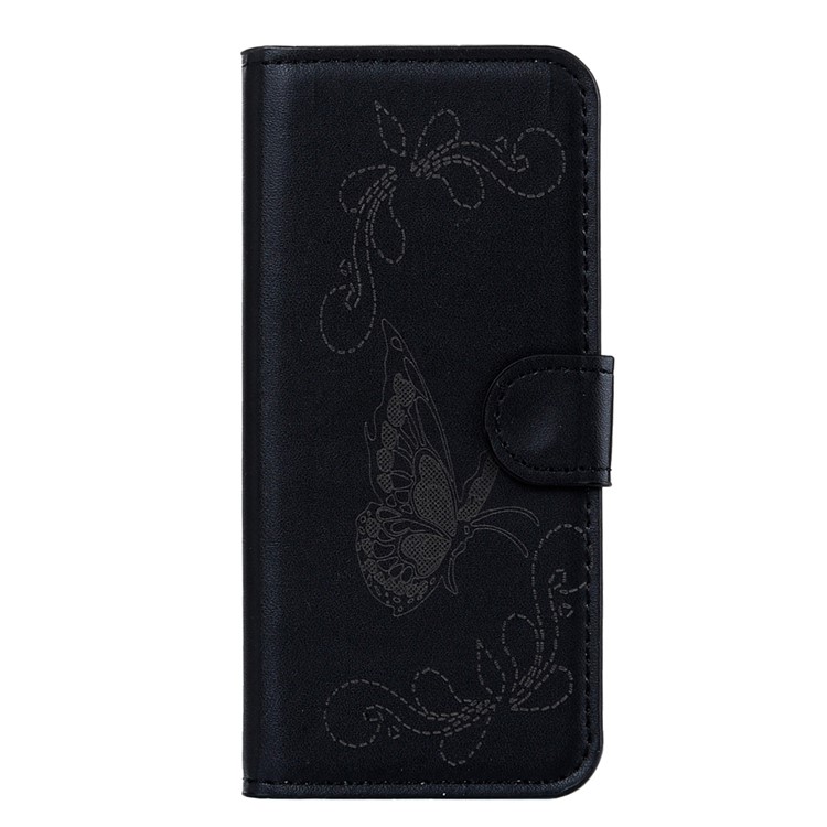 Laser Carving Butterfly Leather Stand Case with Card Slots for Wiko Lenny 3 - Black-1