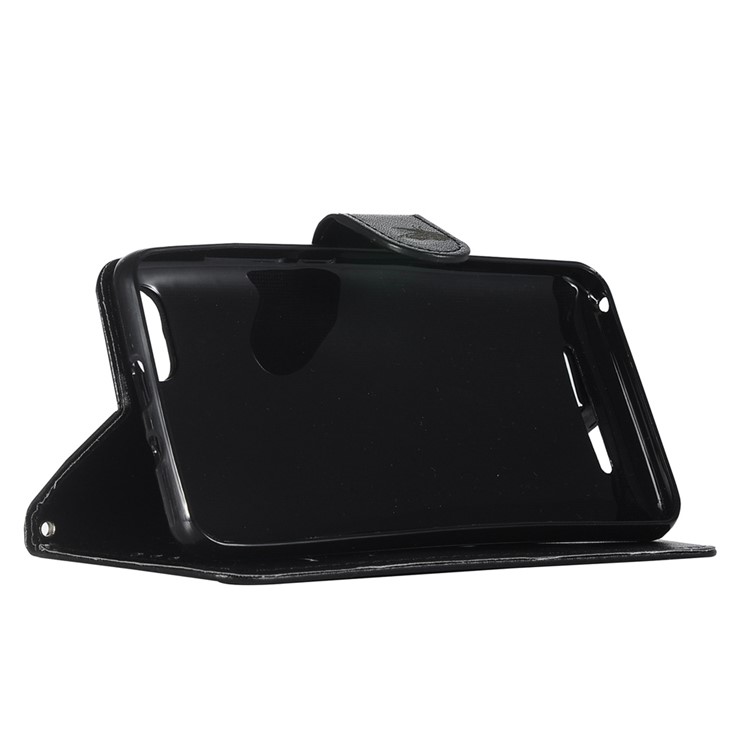 Laser Carving Butterfly Leather Stand Case with Card Slots for Wiko Lenny 3 - Black-4