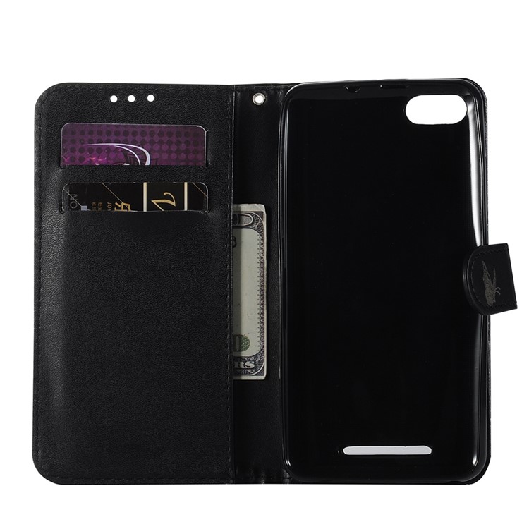 Laser Carving Butterfly Leather Stand Case with Card Slots for Wiko Lenny 3 - Black-5