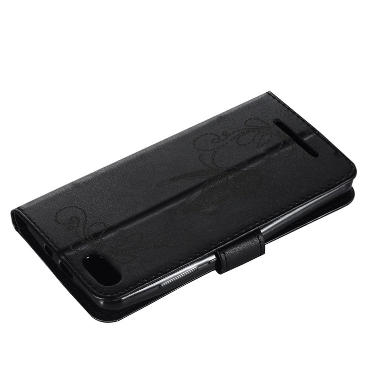 Laser Carving Butterfly Leather Stand Case with Card Slots for Wiko Lenny 3 - Black-6