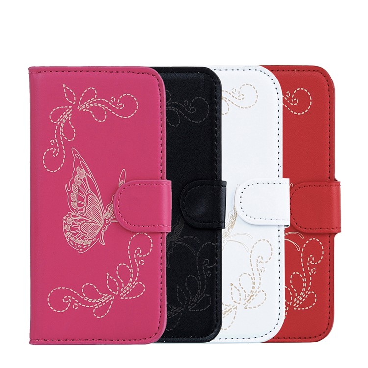 Laser Carving Butterfly Leather Stand Case with Card Slots for Wiko Lenny 3 - Black-8