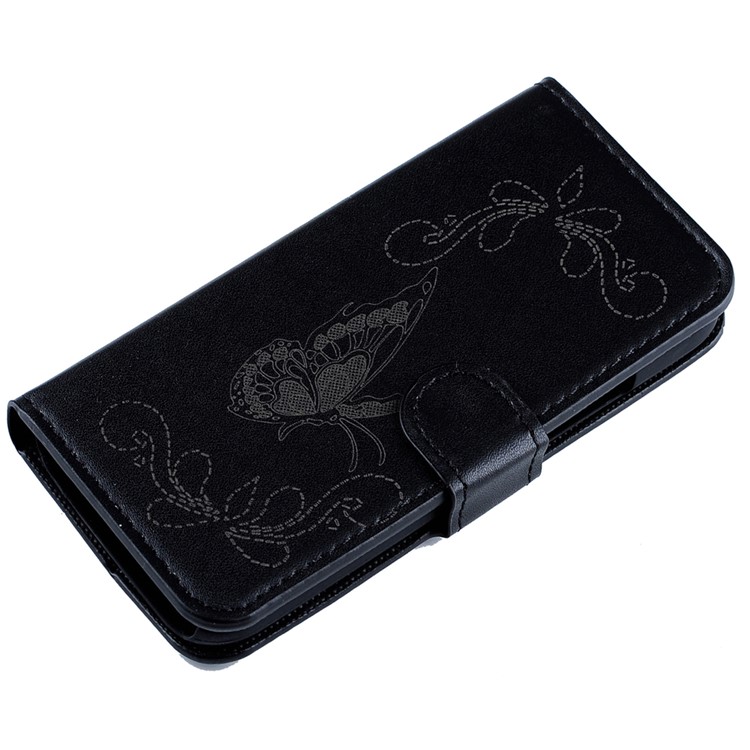 For Wiko Sunny Laser Carving Butterfly Wallet Stand Leather Case Cover - Black-3
