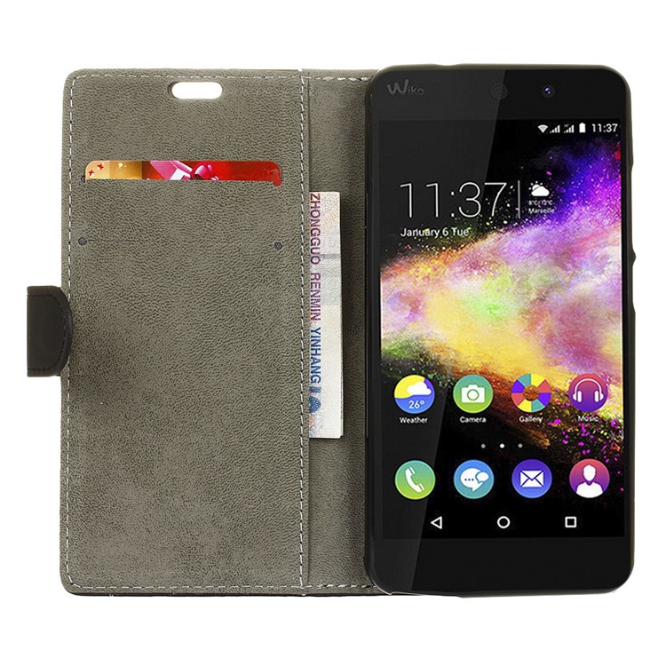 Wallet Leather Stand Case for Wiko U Feel Go - Black-4