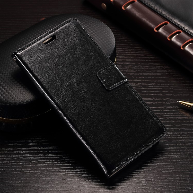 Crazy Horse Wallet Mobile Cover Leather Flip Case for Wiko Lenny 3 - Black-1