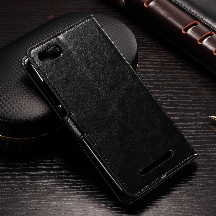 Crazy Horse Wallet Mobile Cover Leather Flip Case for Wiko Lenny 3 - Black-2