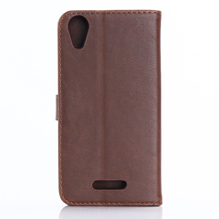 Vintage Flip Stand Leather Wallet Phone Case for Wiko U Feel Go - Coffee-3