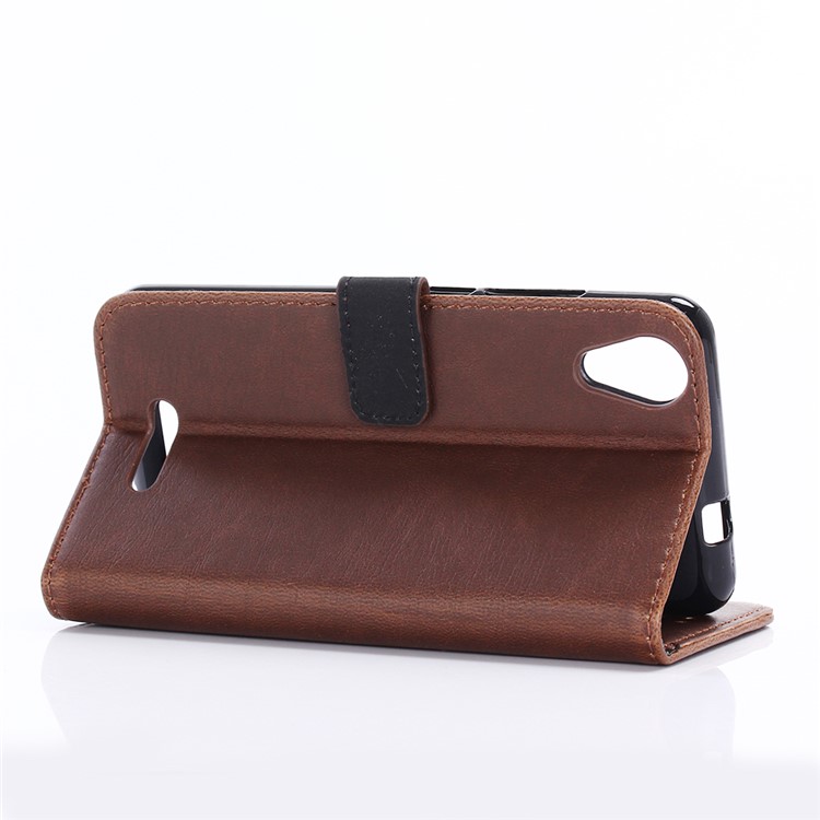 Vintage Flip Stand Leather Wallet Phone Case for Wiko U Feel Go - Coffee-5