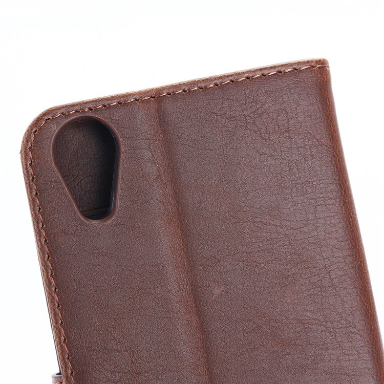 Vintage Flip Stand Leather Wallet Phone Case for Wiko U Feel Go - Coffee-9