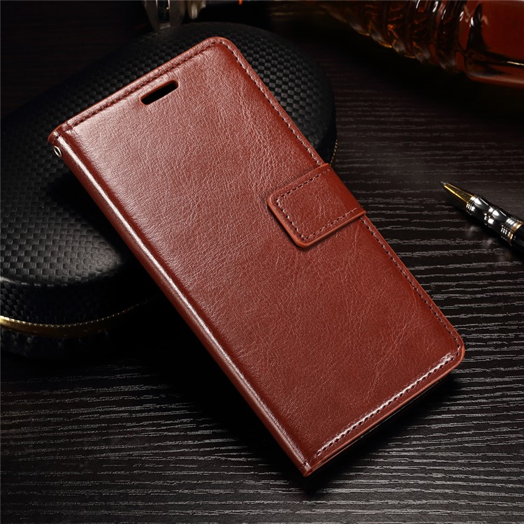 Crazy Horse Photo Slot Wallet Leather Case for Wiko Lenny2 - Brown-1