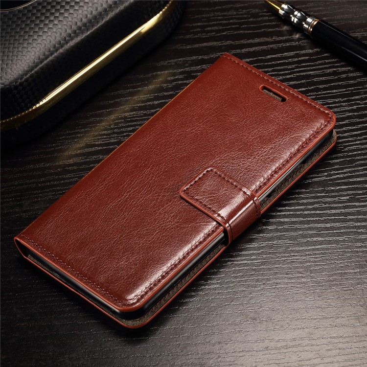 Crazy Horse Photo Slot Wallet Leather Case for Wiko Lenny2 - Brown-3
