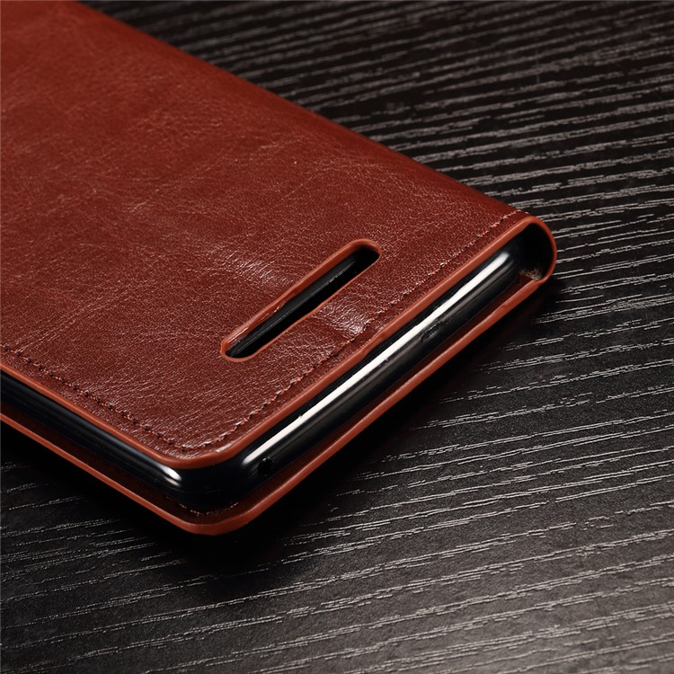 Crazy Horse Photo Slot Wallet Leather Case for Wiko Lenny2 - Brown-4