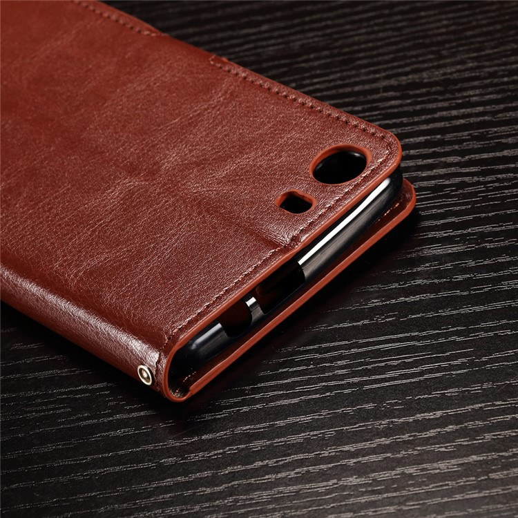Crazy Horse Photo Slot Wallet Leather Case for Wiko Lenny2 - Brown-6