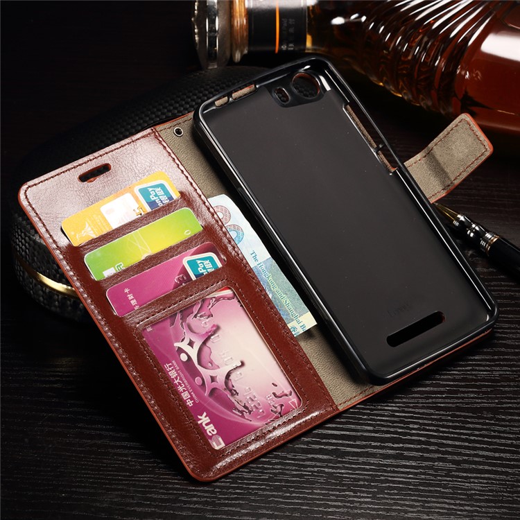 Crazy Horse Photo Slot Wallet Leather Case for Wiko Lenny2 - Brown-7