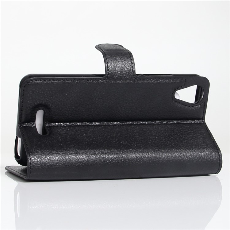 Litchi Skin Leather Wallet Case for Wiko U Feel Go - Black-4