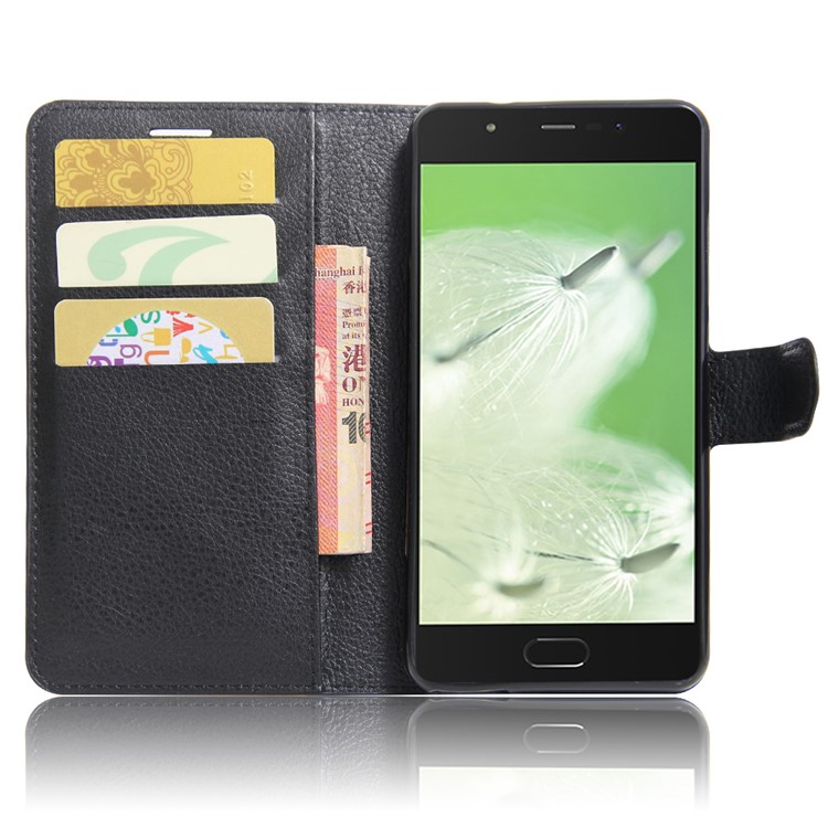 Litchi Skin Leather Wallet Case for Wiko U Feel Go - Black-5