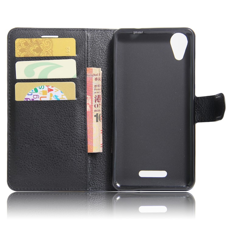 Litchi Skin Leather Wallet Case for Wiko U Feel Go - Black-6