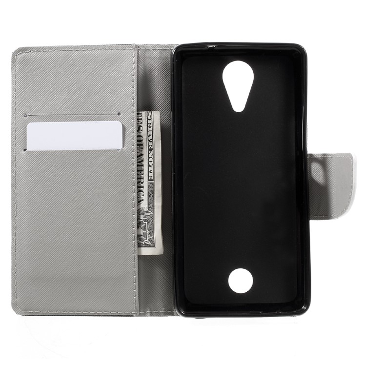 Pattern Printing Leather Wallet Mobile Casing for Wiko Tommy - Warning Words and Cool Bear-6