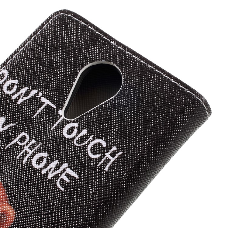 Pattern Printing Leather Wallet Mobile Casing for Wiko Tommy - Warning Words and Cool Bear-8