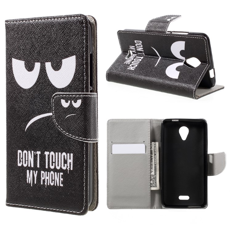 Pattern Printing Leather Wallet Mobile Case for Wiko Freddy - Do Not Touch My Phone-1