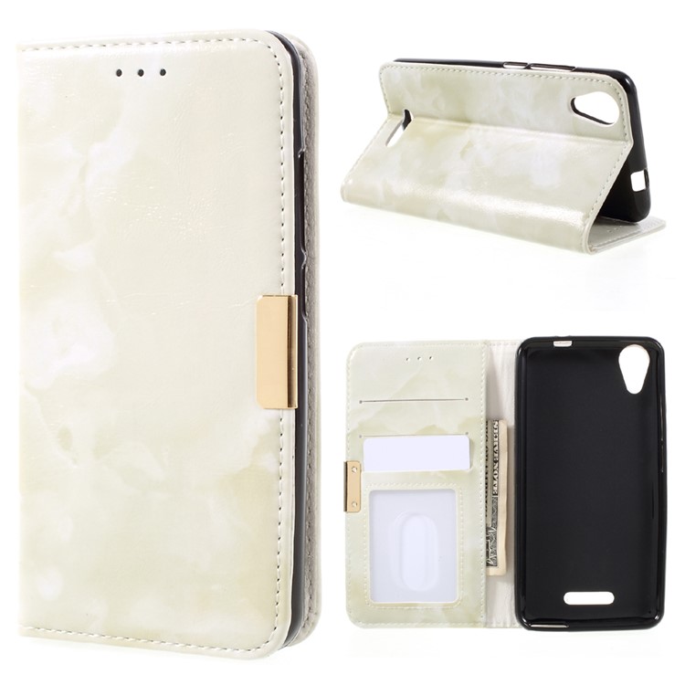 Marble Grain Wallet Leather Phone Case for Wiko U Feel Go - Light Green-1