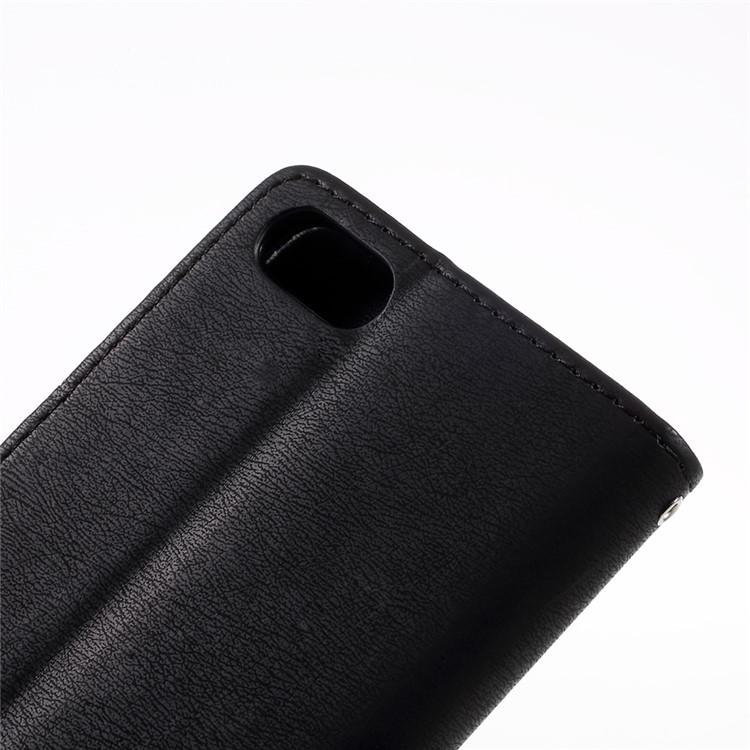 Stone Grain Flip PU Leather Wallet Stand Case with Strap for Wiko Lenny 3 - Black-10
