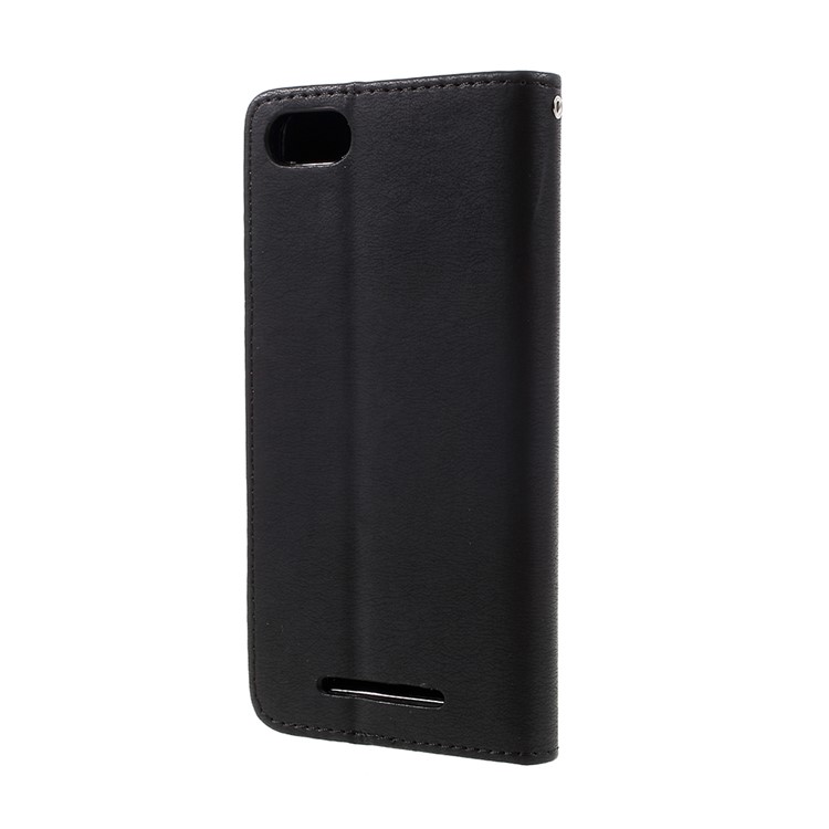 Stone Grain Flip PU Leather Wallet Stand Case with Strap for Wiko Lenny 3 - Black-3