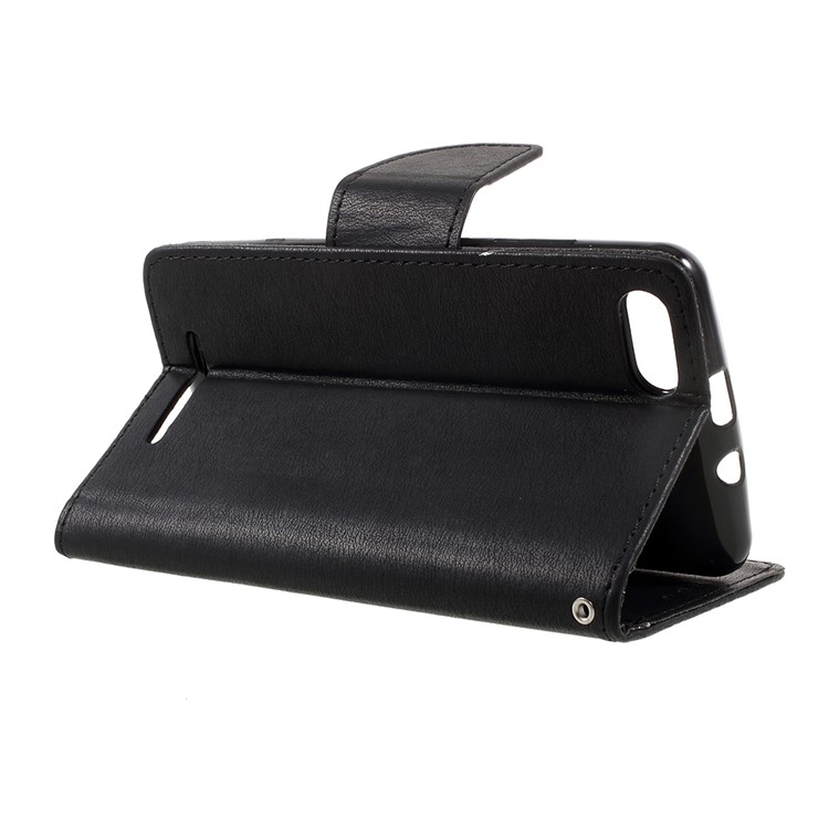 Stone Grain Flip PU Leather Wallet Stand Case with Strap for Wiko Lenny 3 - Black-6