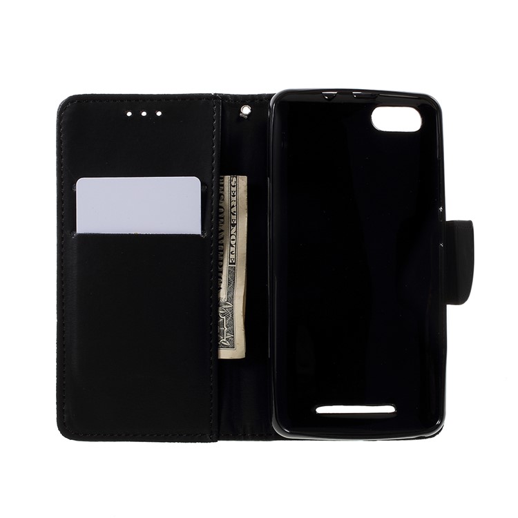 Stone Grain Flip PU Leather Wallet Stand Case with Strap for Wiko Lenny 3 - Black-7