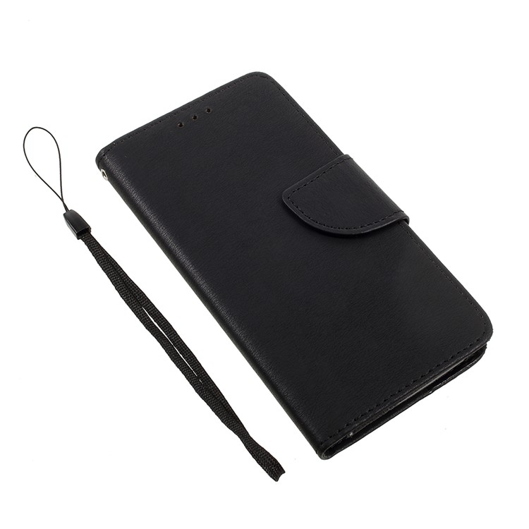 Stone Grain Flip PU Leather Wallet Stand Case with Strap for Wiko Lenny 3 - Black-8