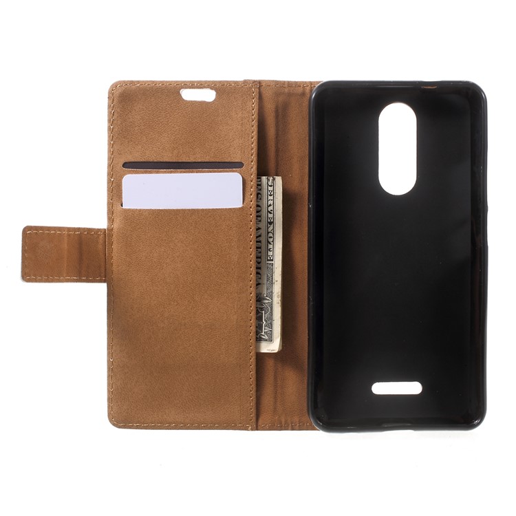 Patterned Wallet Stand Leather Mobile Phone Case for Wiko Upulse - Green Flowers Tree Birdcage-6