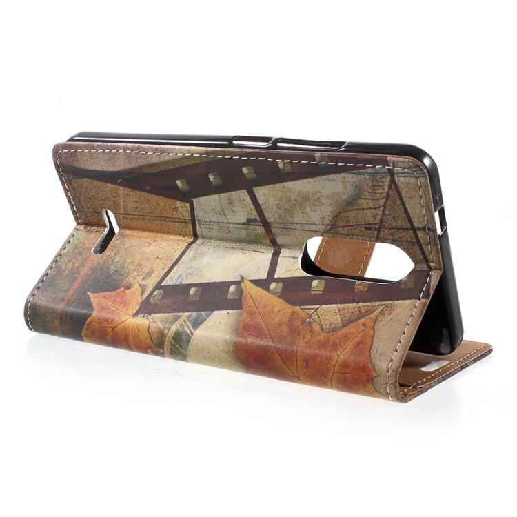 For Wiko Upulse Patterned Wallet Stand Flip Leather Mobile Phone Case for Wiko Upulse - Eiffel Tower and Maple Leaves-4