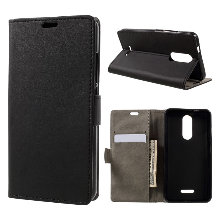 PU Leather Wallet Stand Mobile Phone Case for Wiko Upulse - Black-1