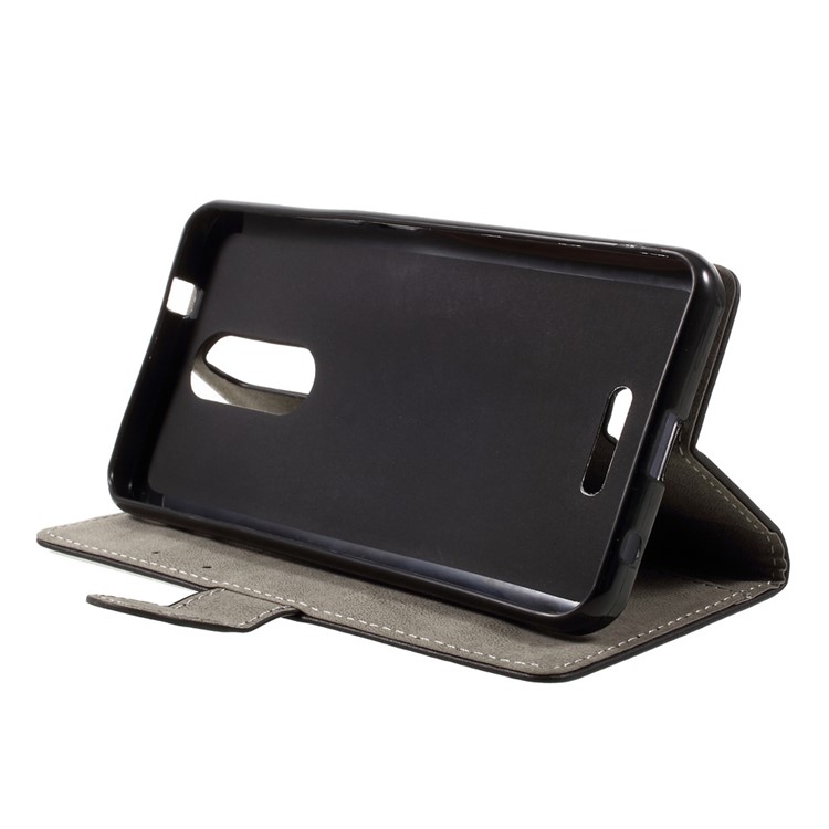 PU Leather Wallet Stand Mobile Phone Case for Wiko Upulse - Black-4