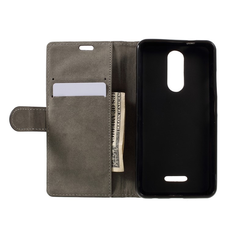 PU Leather Wallet Stand Mobile Phone Case for Wiko Upulse - Black-6